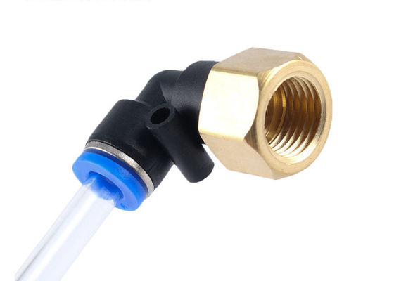 PLF Serisi Push Connect Air Fittings 90 derece Pneumatik Tüp Erkek Dirseği 1/4 "NPT Fileri