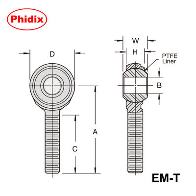 EM-T/EF-T Serisi 2 Parça PTFE kaplı çubuk uçları