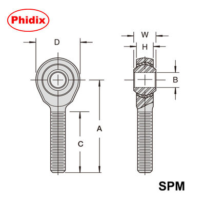 SPM/SPF Serisi Çubuk Sonları Zenk ve Dikromat Kaplamalı Kendini Yağlayan Nylon Yarış Yolu. Endüstriyel Hareket Sistemleri için Korozyona/Kamaç Dayanıklı, Düşük Nemli Tasarım.
