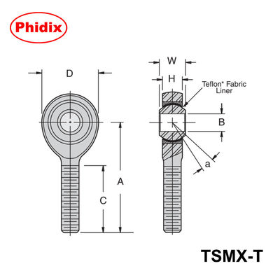 TSMX-T/TSFX-T PTFE kaplı ağır görevli çubuk uçları ¢ Yüksek yüklü uygulamalar için hassas hareket kontrolü