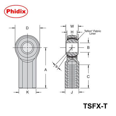 TSMX-T/TSFX-T PTFE kaplı ağır görevli çubuk uçları ¢ Yüksek yüklü uygulamalar için hassas hareket kontrolü